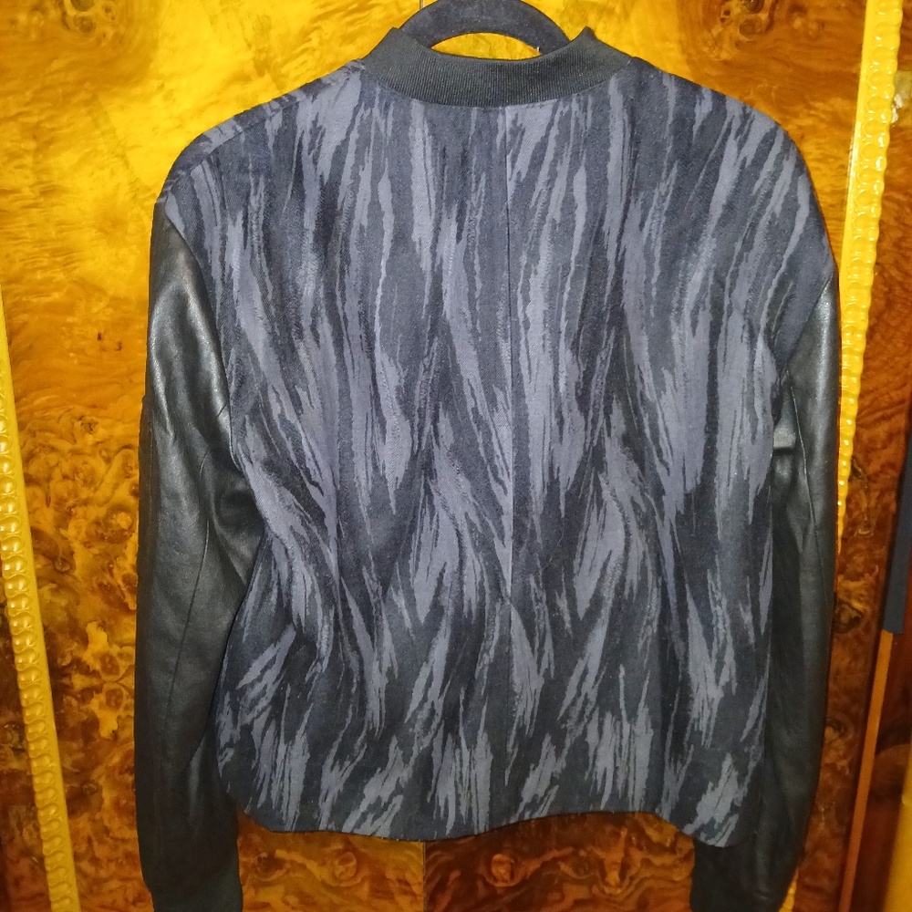 Womens Black Patterned Bomber Jacket - image 2